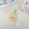 65235 Bolsita Acolchada Amarillo Cremoso para Guardar Audífonos con Correa de Tela de Color Contrastante, Estilo Femenino Bolsa Protectora Portátil para AirPods