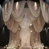 Telón de Boda de Moda con Decoración de Velos de Seda de Leche, Cabeza de Velos Semicircular, Arreglo de Escenario de Boda Estilo Coreano de Hada