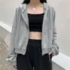 Outono 2026 Novo Moletom Cardigan com Capuz Solto Estilo Coreano Manga Longa Fino Jaqueta Feminina Tendência Ins Top Curto