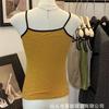 Camisola Chaleco de Algodón Puro Rayado de Tirantes Finos Estilo Sweet Spice Girl para Mujer con Almohadilla en el Pecho Anti-corrimiento Camiseta Base Ligera Top Ajustado