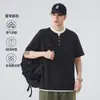 Camiseta de Manga Curta Verão 2026 Masculina Marca da Moda Corte Solto Camiseta Dois em Um Masculina Camiseta Falsa de Duas Peças Masculina