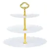 Prato de Frutas Suporte para Bolo Estilo Europeu Prato de Frutas Suporte de Sobremesa de Três Camadas Suporte para Prato de Doces Prato de Frutas Secas de Plástico Prato para Bolo de Casamento