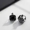 Marea negra estilo fresco hebilla de oreja cuadrada red popular moda lujo temperamento nicho de alta gama pendientes de doble cara pendientes venta al por mayor