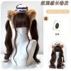 Peluca Lolita de Pelo Largo con Doble Cola de Caballo para Mujer, Popular en Redes Sociales, con Ondas Grandes, Cabello Largo y Rizado, Estilo Chica Dulce, Peluca Completa para Cabeza Estilo JK Japonés