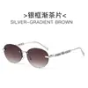 Óculos de Sol Oval Sem Aro 2026 Nova Moda Europeu e Americano Óculos de Sol com Diamante Tendência Transfronteiriça Óculos de Sol Estilo Street