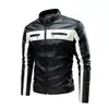 2026 Comércio Exterior Transfronteiriço Outono e Inverno Casual Motociclista Patchwork Jaqueta de Couro Moda Masculina Gola Alta Retrô Jaqueta de Couro Quente