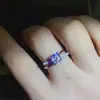 Anel de moissanita feminino 1 quilate cor D diamante venda quente quadrado pequeno micro cravejado anel de diamante anel de moissanita atacado cartão preto com certificado