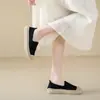 Zapatos de Pescador Transfronterizos para Mujer Verano 2025 Nuevos Zapatos de Tela Old Beijing Malla de una Pierna Casual Transpirables Planos de Malla