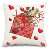 Cojín Almohada Nuevo Día de San Valentín Transfronterizo Rojo Amor Enano Funda de Almohada Decoración de Dormitorio Sofá Funda de Almohada de Lino