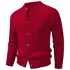 Cardigan de Punto Trenzado con Cuello Alto para Hombre Otoño/Invierno 2026 Color Sólido Manga Larga Botones Suéter Ropa Exterior Casual Chaqueta Multicolor