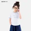 Camiseta Infantil de Manga Curta para Meninas 2026 Verão Novo Estilo Roupas Elegantes de Meia-Manga para Crianças Roupas de Verão para Crianças Maiores Estilo Fino Top
