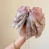 Presilha de rabo de cavalo suave e elegante com laço e fita, presilha de cabelo de alta qualidade para mulheres, presilha tipo tubarão estilo coreano