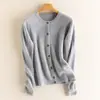 Cardigan de Punto Trenzado de Cachemira de Color Sólido, Estilo Suave y Pegajoso, para Mujer, Cuello Redondo, Tejido Holgado, Sensación de Prenda Exterior Pequeña, Top de Otoño