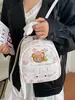 Mochila nueva de oso de dibujos animados estilo coreano, bolso escolar suave para chica estudiante con ribete de encaje, mochila de viaje linda de gran capacidad