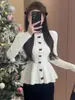 Suéter de Falda Roja Pequeña de Año Nuevo para Mujer Otoño e Invierno Manga Larga Tejido Delgado Temperamento Brillante Delgado Tejido