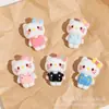 Overoles brillantes tridimensionales gatito DIY accesorios de resina de crema para pinzas de pelo, gomas para el pelo, imanes de refrigerador y llaveros