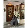 Foto Real de Saia Coreana Doce e Delicada para Mulheres, Saia Versátil de Cintura Alta Solta em Linha A, Saia Floral Retrô