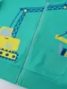 Moletom com Capuz e Zíper Bordado de Desenho Animado Estilo Europeu e Americano Outono e Inverno Novo para Crianças, Jaqueta Nova com Zíper para Meninos