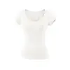 Camiseta de Manga Corta Tencel de Moda 2026 Sexy Ajustada Cuello en U Escotado Color Sólido Top Versátil Verano Venta al por Mayor