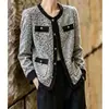 Casaco de Tweed Elegante Estilo Socialite Vintage, Nova Coleção Primavera e Outono 2026, Casaco Longo de Manga Comprida Pequeno Estilo Chanel para Mulheres