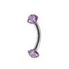 Piercing aço titânio 1.2mm haste curva unha sobrancelha anel sobrancelha zircônia diamante rosca interna removível substituição zircônia atacado