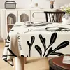 Mantel vintage estilo francés, impermeable y resistente al aceite, lavable, mantel rectangular, estilo de mediados de siglo, lujo ligero, mantel de comedor con ambiente de alta gama