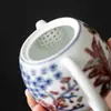 Tetera Azul y Flores Estilo Chino Antiguo Cerámica Doméstica Juego de Té Kung Fu tamaño pequeño Tetera Mini Alto Nivel Literario Juego de Té