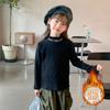 2024 Novo Inverno Camada de Base Infantil Veludo Camada Interna Meninas Gola Alta Camiseta de Base Estampa de Letra Estilo Ocidental Roupa Infantil
