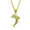 AliExpress Amazon Nueva Joyería Colgante de Delfín Incrustado de Diamantes Collar Colgante Hip-hop para Discoteca