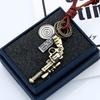Colar Longo de Couro Genuíno com Corda de Couro Artístico Vintage, Corrente de Lã de Liga Mista, 4MM, Joia Versátil N0251-1