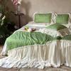 Conjunto de quatro peças de colcha francesa de renda de chiffon, algodão, verão, fresco, lavável à máquina, colcha dupla, verão, fresco, sedoso, ar condicionado, núcleo