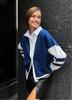 Cárdigan de Moda de Color en Contraste Suéter Holgado Casual de Otoño e Invierno 2024 Suéter Tejido Casual Rayado para Mujer Transfronterizo