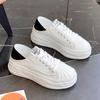 Zapatos Blancos para Mujer 2025 Verano Nuevo Estilo Cuero Genuino Transpirables Puntera de Concha Mocasines Disolventes Versátiles Zapatos Casuales de Suela Gruesa