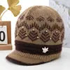 Gorro de Lana Cálido con Forro de Piel de Conejo para Mujer Otoño e Invierno, Gorro de Punto Grueso con Protección para Orejas y Frío para Personas de Mediana Edad y Mayores, Abuela