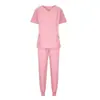 Conjunto de Uniforme de Enfermeira em Estoque Transfronteiriço Uniforme de Hospital de Animais Top de Gola V e Calças Conjunto de Enfermeira Feminino