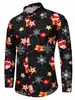 E-commerce Transfronteiriço de Fábrica Original: Camisa de Manga Longa com Lapela, Cardigã de Botão Único, Estampa de Véspera de Natal, Roupa Casual com Estampa 3D