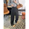 Nível de Conforto nas Alturas! ~ Calças Casuais de Lã Grossa com Pernas Retas para Mulheres, Novo Estilo Outono e Inverno, Calças Largas e Soltas com Caimento