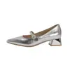 Oferta Especial Liquidación~Gangas Zapatos Planos Plateados Mujer Otoño 2026 Nuevo Estilo Estilo Little Coco Tacones Altos Corte Bajo Zapatos Mary Jane