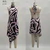 Vestido Europeo y Americano 2026 Nuevo Transfronterizo Comercio Exterior Estampado Ajustado Sexy Sin Espalda Sin Mangas Estampado de Cebra Cuello Halter