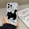 Meow Meow de Bolinhas Adequado para Capa de Celular Apple 16 Fio de Pena Puff 15Promax Capa Protetora Avançada 13/14 Airbag