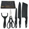 Juego de cuchillos de cocina de acero inoxidable, que incluye un cuchillo con revestimiento antiadherente, tijeras para aves, un cuchillo para frutas y un cuchillo para trinchar - un juego de cinco piezas