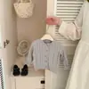 Cardigã de Tricô Vazado para Bebês e Crianças Pequenas, Roupa de Primavera/Outono, Suéter, Menina Bebê, Cor Sólida Simples, Estiloso, Roupa para Passeio, Moderno