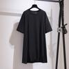 Política de deformação verão 2024 novo tamanho plus size feminino 200kg saia de camiseta manga curta solta longa com fenda vestido