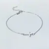 Pulsera Creativa de Plata de Ley S925 con Cruz para Mujer Estilo Ins Popular en Europa y América Accesorios de Pulsera de Plata Simples Versátiles Joyería
