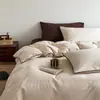Conjunto de cama de quatro peças em algodão puro lavado Classe A, roupa de cama 100% algodão escovado, capa de edredom, lençol de cama, conjunto de três peças para dormitório, lençol com elástico