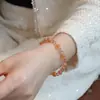 Pulsera de Ágata Azucarada Natural Corazón y Cristal de Fresa para Mujer, Pulsera de Amistad de Cuentas en Capas Única y de Alta Gama