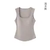 Nuevo diseño, top acolchado de cuello cuadrado suave y cómodo para mujer, capa interior sin mangas, chaleco térmico de acrílico