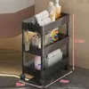 Prateleira de Armazenamento Traseira para Porta de Banheiro Armário de Armazenamento de Chão para Espaço Estreito no Banheiro Carrinho Pequeno Multicamadas Ultrafino para Espaço do Vaso Sanitário