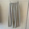 Pantalones casuales de lino Tencel con textura de pierna curva para mujer estilo coreano, otoño, estilo relajado 'old money', versátiles, fluidos, de pierna ancha.