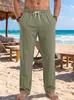 Ropa para hombre transfronteriza TK estilo americano lino lavado a la arena arrugado pantalones casuales Amazon talla de EE. UU. vacaciones de verano playa pantalones rectos